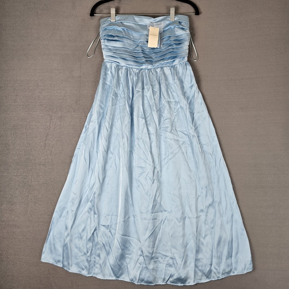 Abercrombie & Fitch Dress Womens Small Petite Light Blue Stain Maxi Prom NWT